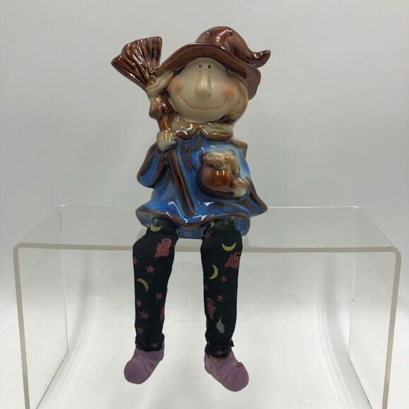Vintage Witch Shelf Sitter Ceramic Fall Halloween Decoration Spooky Collectible - Picture 3 of 13
